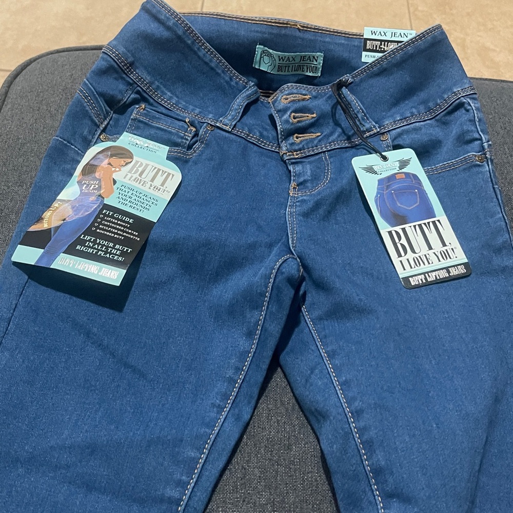 Wax Jean Medium Blue Denim with Button Accents